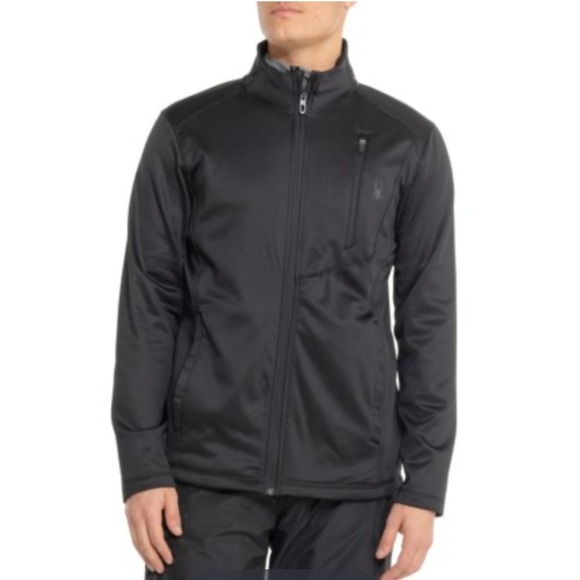 SPYDER Men's Full Zip Fleece Jacket Dry Web Thermo Web Black SMF019 - NWT Size L - Picture 1 of 15